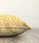 - Sonil-K-5116sari-Gorsel3 - Realhomes  Özel Tasarım Sarı İkat Desenli Dijital Baskılı Raşel Kadife Yastık Kırlent Kılıfı Realhomes