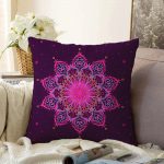 - Sonil-K-5120-Gorsel1 - Realhomes  Siyah Zeminde Pembe Neon Mandala Desenli Dekoratif Raşel Kadife Kırlent Kılıfı Realhomes