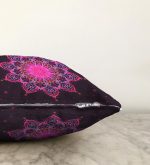 - Sonil-K-5120-Gorsel3 - Realhomes  Siyah Zeminde Pembe Neon Mandala Desenli Dekoratif Raşel Kadife Kırlent Kılıfı Realhomes
