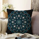 - Sonil-K-5130-Gorsel1 - Realhomes  Siyah Zeminde Mavi Boncuklu Mandala Dekoratif Raşel Kadife Yastık Kılıfı Realhomes