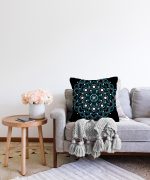 - Sonil-K-5130-Gorsel2 - Realhomes  Siyah Zeminde Mavi Boncuklu Mandala Dekoratif Raşel Kadife Yastık Kılıfı Realhomes