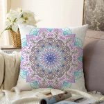 - Sonil-K-5132-Gorsel1 - Realhomes  Beyaz Zeminde Açık Renkte Mandala Raşel Kadife Kırlent Kılıfı Realhomes