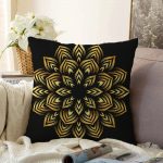- Sonil-K-5134-Gorsel1 - Realhomes  Siyah Zeminde Gold Mandala Motifli Raşel Kadife Yastık Kılıfı Realhomes