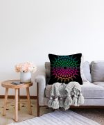 - Sonil-K-5144-Gorsel2 - Realhomes  Siyah Zeminde Pembe Yeşil Mandala Motifli Raşel Kadife Kırlent Kılıfı Realhomes