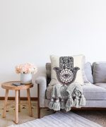 Fâtımâ'nın Eli Özel Tasarım Dijital Baskılı Modern Raşel Kadife Kırlent Kılıfı Realhomes