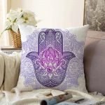 Mandala İçinde Fatma'nın Bereket Eli Motifli Raşel Kadife Kırlent Kılıfı Realhomes
