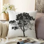 Dekoratif Doğa Çizimli Ağaç Motifli Raşel Kadife Kırlent Kılıfı Realhomes