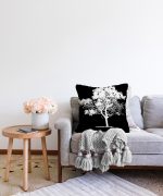 - Sonil-K-5230siyah-Gorsel2 - Realhomes  Siyah Beyaz Ağaç Tasarımlı Dijital Baskılı Raşel Kadife Kırlent Kılıfı Realhomes