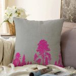 - Sonil-K-5232fusya-Gorsel1 - Realhomes  Realhomes Gri Zeminde Fuşya Ağaç Tasarımlı Dekoratif Raşel Kadife Yastık Kılıfı Realhomes