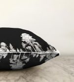 Realhomes Siyah Zeminde Siyah Ağaç Tasarımlı Dekoratif Raşel Kadife Yastık Kılıfı Realhomes