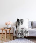 - Sonil-K-5235-Gorsel2 - Realhomes  Siyaz Beyaz Palmiye Yaprakları Dijital Baskılı Raşel Kadife Kırlent Kılıfı Realhomes