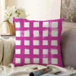 - Sonil-K-5236mor-Gorsel1 - Realhomes  Lacivert Zeminde Geometrik Kare Motifli Dekoratif Raşel Kadife Yastık Kılıfı Realhomes