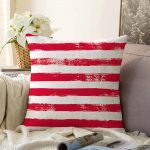 Kırmızı Çizgili Motifli Dekoratif Modern Raşel Kadife Yastık Kılıfı Realhomes