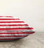 Kırmızı Çizgili Motifli Dekoratif Modern Raşel Kadife Yastık Kılıfı Realhomes