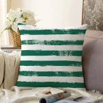 Koyu Yeşil Çizgili Motifli Dekoratif Modern Raşel Kadife Yastık Kılıfı Realhomes