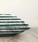 Koyu Yeşil Çizgili Motifli Dekoratif Modern Raşel Kadife Yastık Kılıfı Realhomes