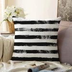 Siyah Çizgili Motifli Dekoratif Modern Raşel Kadife Yastık Kılıfı Realhomes