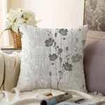 Karakalem Çizimli Çiçek Tasarım Dijital Baskılı Modern Raşel Kadife Yastık Kılıfı Realhomes