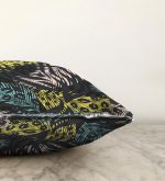 - Sonil-K-5246-Gorsel3 - Realhomes  Siyah Zeminde Renkli Yaprak Motifli Özel Tasarım Raşel Kadife Kırlent Kılıfı Realhomes