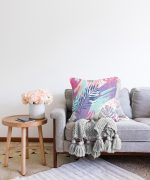 - Sonil-K-5250-Gorsel2 - Realhomes  Realhomes Sulu Boya Yapraklar Özel Tasarım Modern Raşel Kadife Kırlent Kılıfı Realhomes