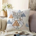 - Sonil-K-5258-Gorsel1 - Realhomes  Geometrik Çizimlerden Oluşan Baykuş Motifli Özel Tasarım Raşel Kadife Kırlent Kılıfı Realhomes