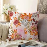 - Sonil-K-5260-Gorsel1 - Realhomes  Sonbahar Temalı Pembe Çiçek Desenli Özel Tasarım Modern Raşel Kadife Yastık Kılıfı Realhomes