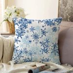 Beyaz Zeminde Mavi Kristal Ve Yıldız Motifli Özel Tasarım Modern Raşel Kadife Yastık Kılıfı Realhomes