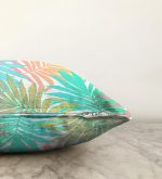 - Sonil-K-5266-Gorsel3 - Realhomes  Mavi Ve Pembe Yaprak Çizimli Özel Tasarım Dijital Baskılı Raşel Kadife Kırlent Kılıfı Realhomes