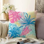 - Sonil-K-5270-Gorsel1 - Realhomes Realhomes Özel Tasarım Renkli Yaprak Motifli Raşel Kadife Kırlent Kılıfı Realhomes