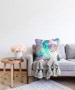 - Sonil-K-5272-Gorsel2 - Realhomes  Sulu Boya Yaprak Desenli Dekoratif Modern Raşel Kadife Yastık Kılıfı Realhomes