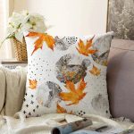 - Sonil-K-5277-Gorsel1 - Realhomes  Mermer Desen Ve Kuru Yaprak Motifli Dekoratif Raşel Kadife Kırlent Kılıfı Realhomes