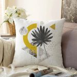 Geometrik Mermer Zemin Üzerinde Tohumları Dökülen Çiçek Motifli Raşel Kadife Kırlent Kılıfı Realhomes