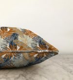 Realhomes Kahve Ve Gri Renk Yaprak Motifli Dijital Baskılı Raşel Kadife Kırlent Kılıfı Realhomes