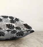 - Sonil-K-5289-Gorsel3 - Realhomes  Siyah Ve Beyaz Yaprak Motifli Dekoratif Raşel Kadife Yastık Kılıfı Realhomes