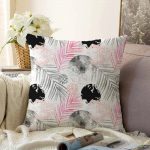 - Sonil-K-5290-Gorsel1 - Realhomes  Renkli Yapraklar Desenli Dekoratif Raşel Kadife Kırlent Kılıfı Realhomes