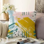 Yağlı Boya Soyut Çizimli Özel Tasarım Raşel Kadife Kırlent Kılıfı Realhomes