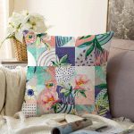 - Sonil-K-5307-Gorsel1 - Realhomes  Geometrik Şekillerde Gül Motifli Özel Tasarım Raşel Kadife Kırlent Kılıfı Realhomes