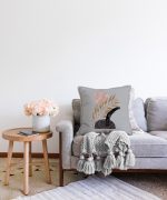 - Sonil-K-5310gri-Gorsel2 - Realhomes Gri Zeminde Gold Yaprak Motifli Dekoratif Raşel Kadife Kırlent Kılıfı Realhomes