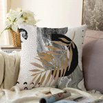 - Sonil-K-5315-Gorsel1 - Realhomes  Soyut Çizim Altın Yaprak Desenli Özel Tasarım Dekoratif Raşel Kadife Kırlent Kılıfı Realhomes