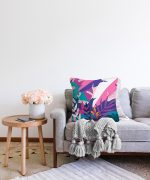 Rengarenk Yaprak Çizimli Modern Özel Tasarım Raşel Kadife Kırlent Kılıfı Realhomes