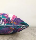 Rengarenk Yaprak Çizimli Modern Özel Tasarım Raşel Kadife Kırlent Kılıfı Realhomes