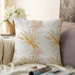 - Sonil-K-5339-Gorsel1 - Realhomes  Beyaz Ve Gold Yaprak Desenli Özel Tasarım Modern Raşel Kadife Yastık Kılıfı Realhomes