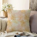 - Sonil-K-5344-Gorsel1 - Realhomes  Altın Çizim Yaprak Desenli Özel Tasarım Raşel Kadife Kırlent Kılıfı Realhomes