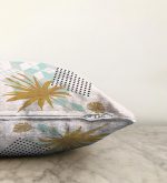 - Sonil-K-5346-Gorsel3 - Realhomes  Geometrik Çizimler Üzerinde Tropik Yaprak Motifli Raşel Kadife Kırlent Kılıfı Realhomes