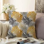 - Sonil-K-5351-Gorsel1 - Realhomes  Renkli Yapraklar Üzerinde Nokta Tasarımlı Raşel Kadife Kırlent Kılıfı Realhomes