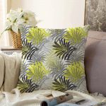 - Sonil-K-5358-Gorsel1 - Realhomes  Sarı Yapraklar Üzerinde Nokta Tasarımlı Raşel Kadife Kırlent Kılıfı Realhomes