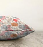 - Sonil-K-5372-Gorsel3 - Realhomes  Kırmızı Ve Turuncu Puantiyeli Zeminde Karakalem Çiçek Motifli Raşel Kadife Kırlent Kılıfı Realhomes