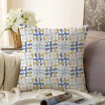 Geometrik Çizimli Renkli Özel Tasarım Dijital Baskılı Raşel Kadife Kırlent Kılıfı Realhomes