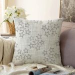 - Sonil-K-5385-Gorsel1 - Realhomes  Kot Zeminli Yıldız Motifli Dekoratif Dijital Baskılı Raşel Kadife Kırlent Kılıfı Realhomes