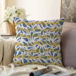 Gri Zeminde Dalgalı Çizgiler Üzerinde Damla Motifli Raşel Kadife Kırlent Kılıfı Realhomes